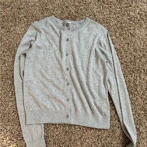 Uniqlo Light Gray Button-Front Crewneck Cardigan